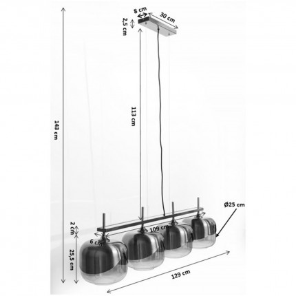 Suspension Goblet Quattro chromée Kare Design