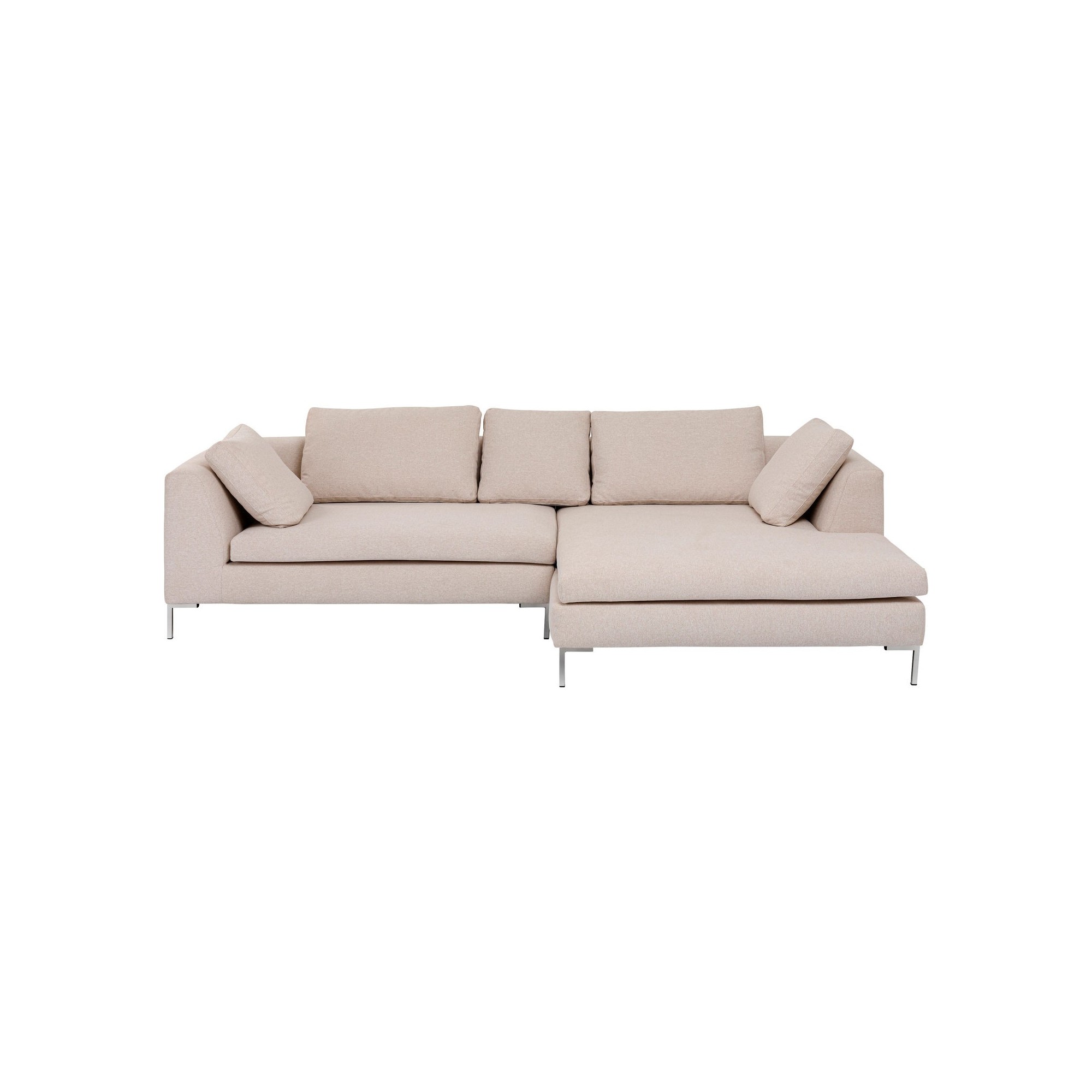 Canapé d'angle Gianna 290cm droite crème pieds chromés Kare Design