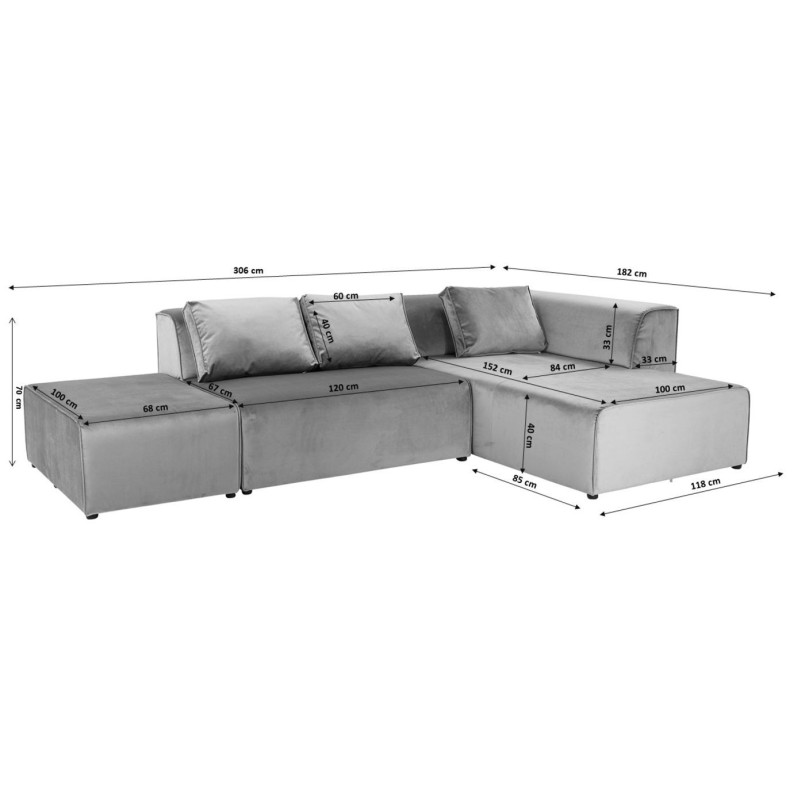 Canapé d'angle Infinity Ottomane droite crème Kare Design