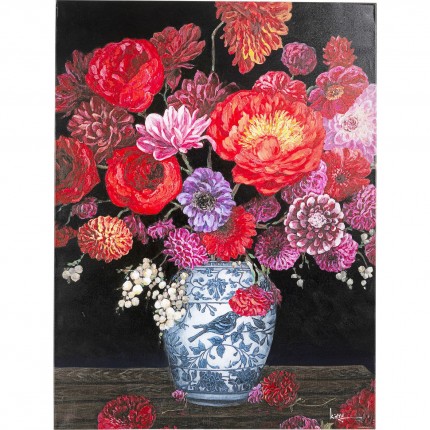 Tableau Touched fleurs vase 90x120cm Kare Design