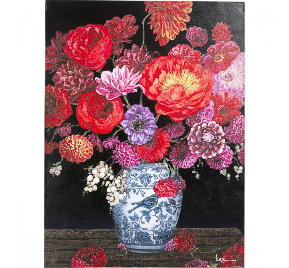 Tableau Touched fleurs vase 90x120cm Kare Design
