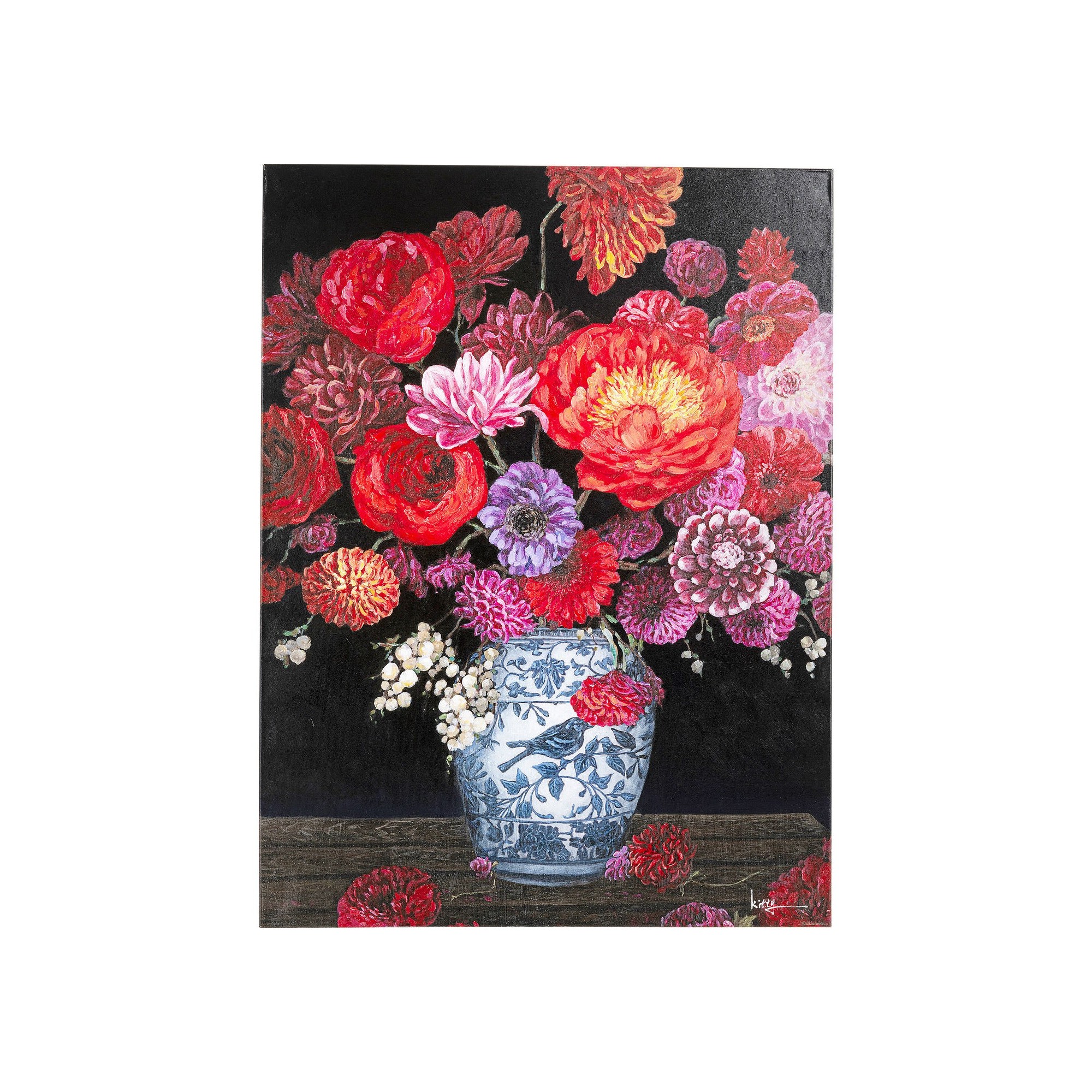 Tableau Touched fleurs vase 90x120cm Kare Design