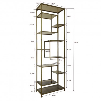 Étagère Loft 195x60cm dorée Kare Design