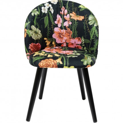 Chaise noire fleurs multicolores Kare Design