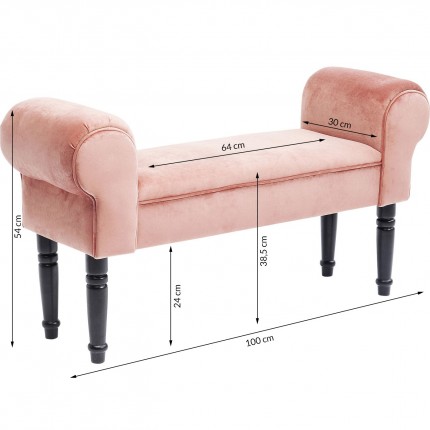 Banc Wing velours rose Kare Design