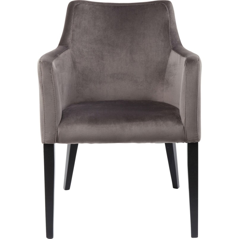 Chaise avec accoudoirs Mode velours grise Kare Design