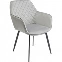 Chaise avec accoudoirs Kayla velours gris Kare Design