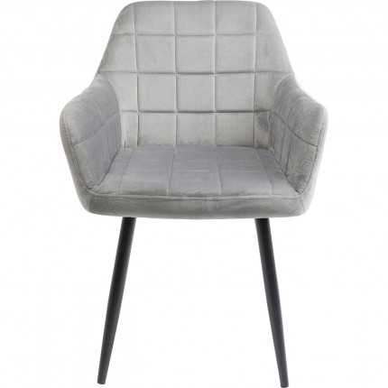 Chaise avec accoudoirs Kim velours gris Kare Design