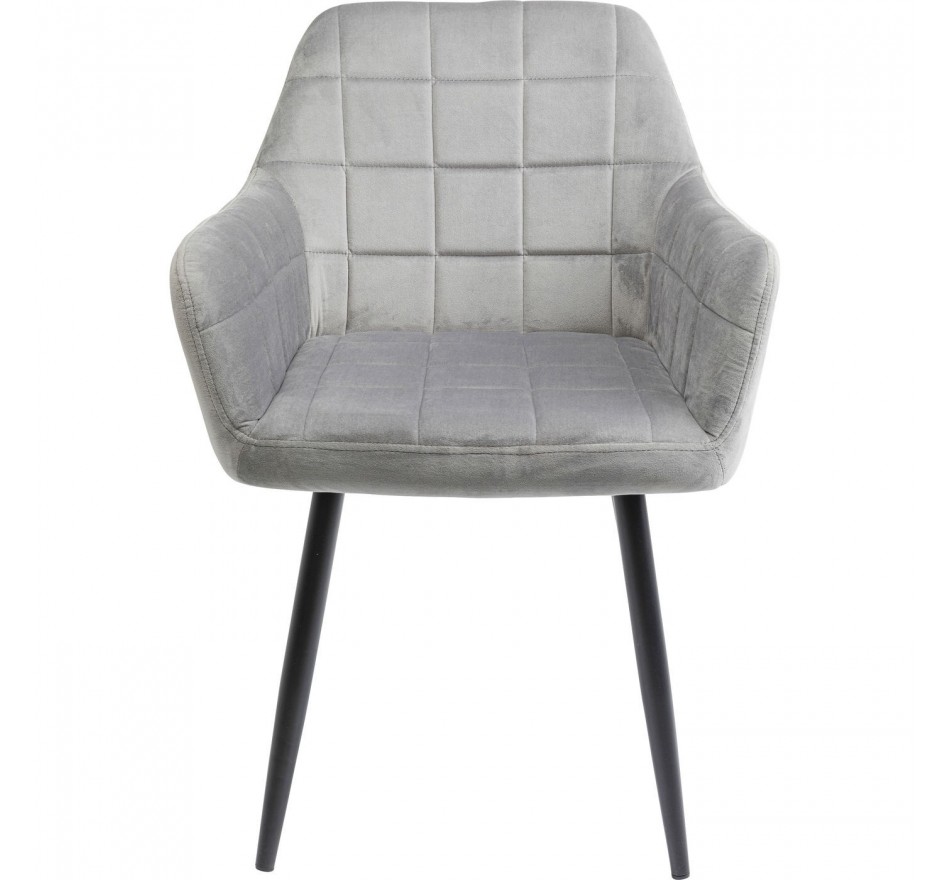 Chaise avec accoudoirs Kim velours gris Kare Design