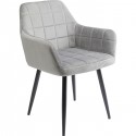 Chaise avec accoudoirs Kim velours gris Kare Design