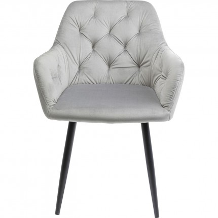 Chaise avec accoudoirs Kira velours gris Kare Design