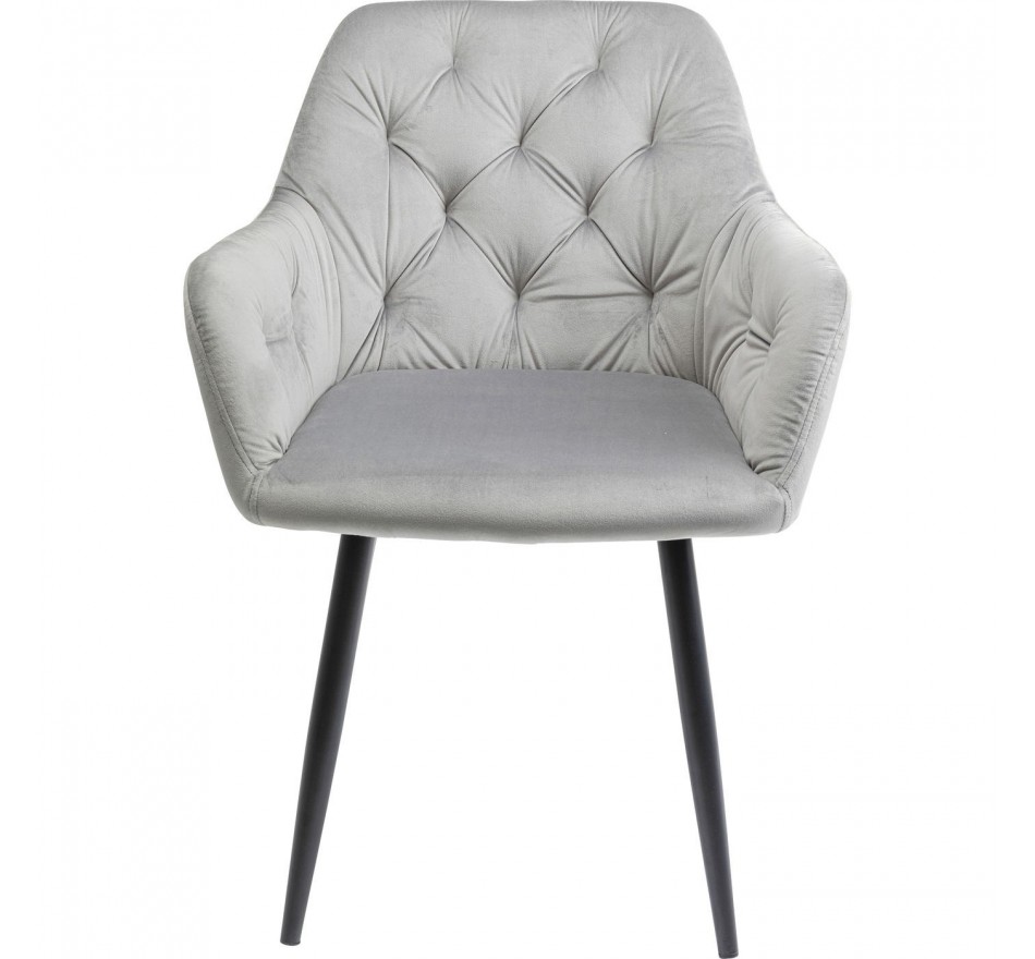 Chaise avec accoudoirs Kira velours gris Kare Design