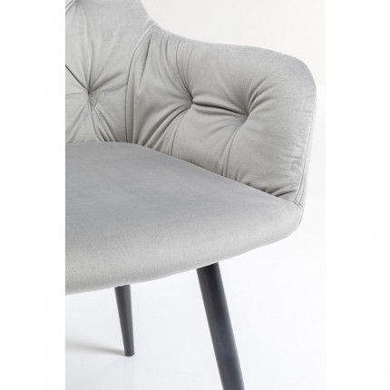 Chaise avec accoudoirs Kira velours gris Kare Design
