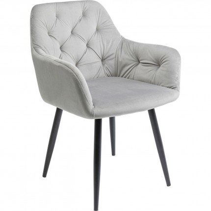 Chaise avec accoudoirs Kira velours gris Kare Design