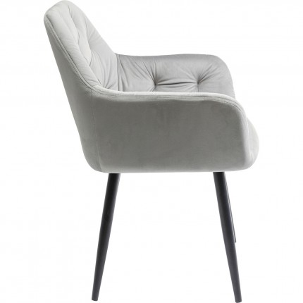 Chaise avec accoudoirs Kira velours gris Kare Design