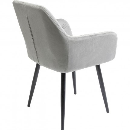Chaise avec accoudoirs Kira velours gris Kare Design