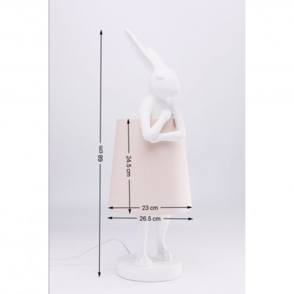 Lampe Animal Lapin blanche et rose 68cm Kare Design