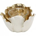 Photophore fleur dorée et blanche 10cm Kare Design