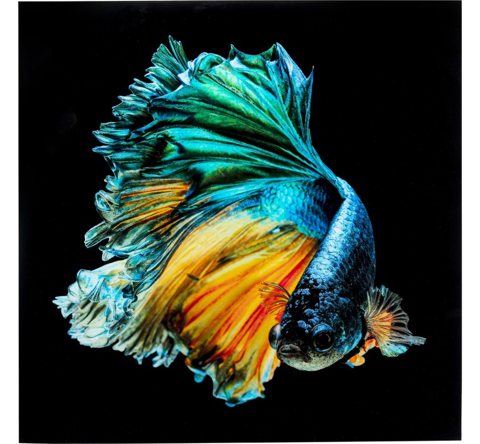 Tableau en verre poisson bleu 100x100cm Kare Design