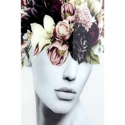 Tableau en verre femme fleurs automne 80x120cm Kare Design