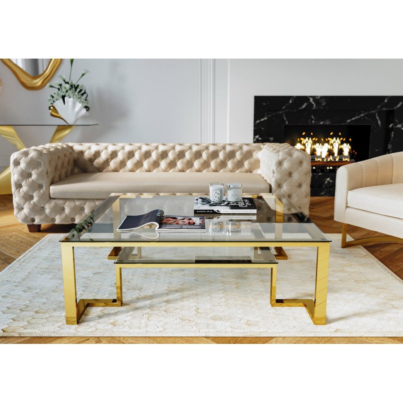 Coffee Table Gold Rush 120x120cm Kare Design