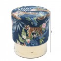 Tabouret Cherry Jungle bleu tigres et laiton Kare Design