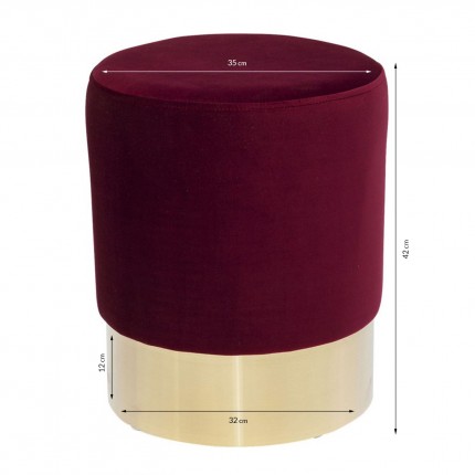 Tabouret Cherry bordeaux et laiton Kare Design