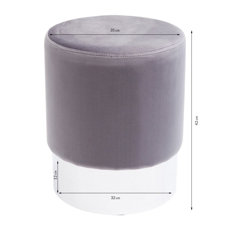 Stool Cherry Light Grey Silver Ø35cm Kare Design