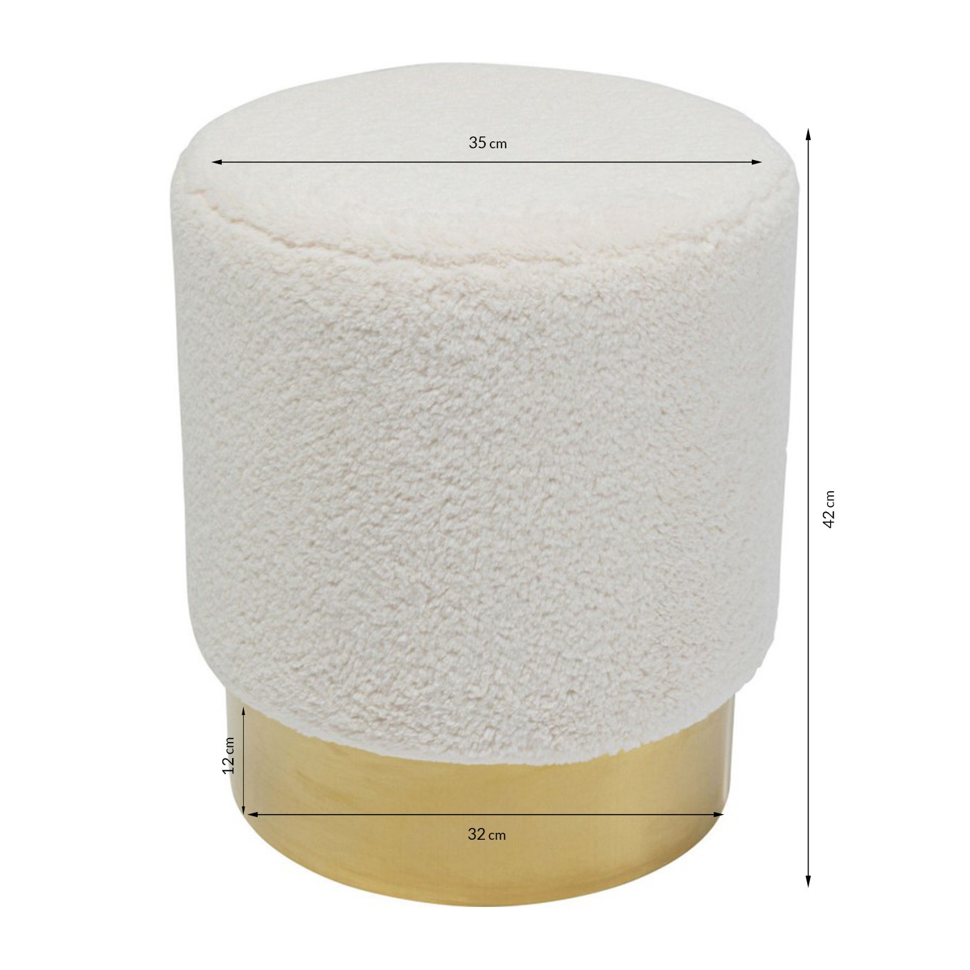 Tabouret Cherry 35cm Teddy blanc laiton Kare Design