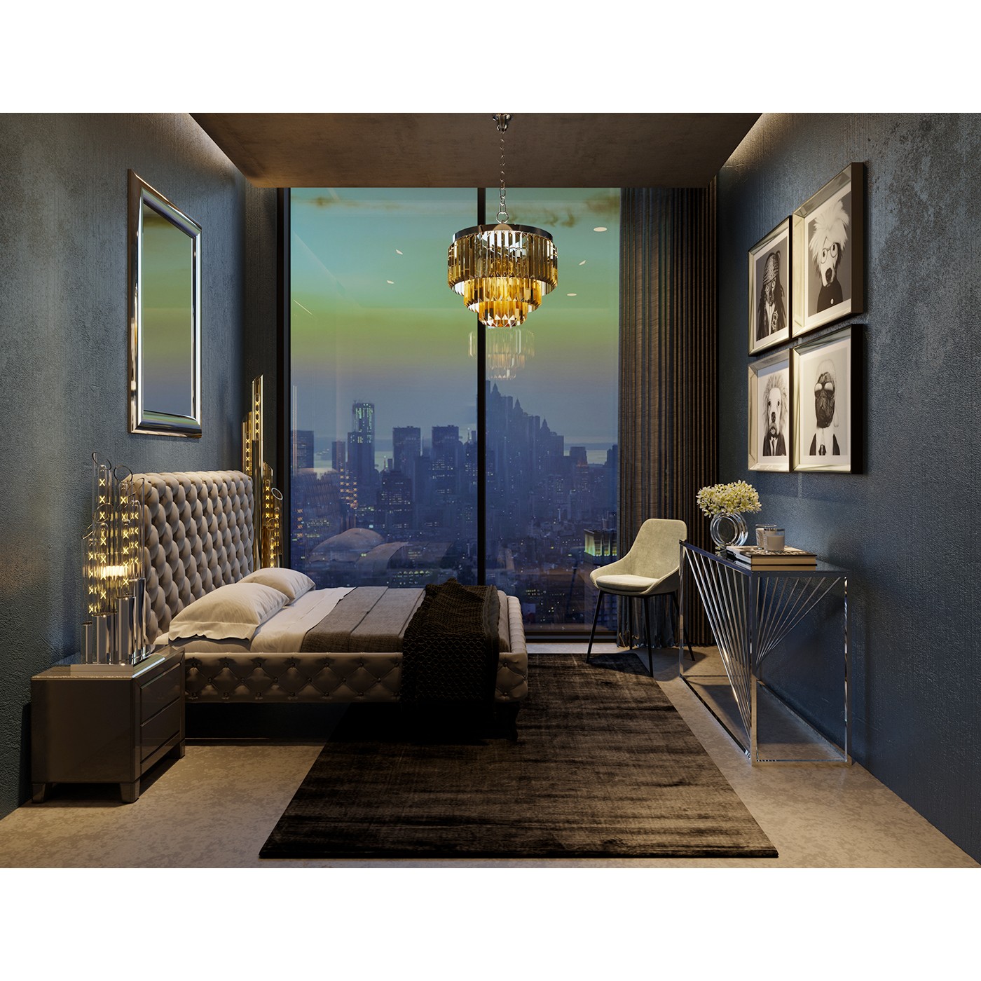 Tableau Frame miroir chien physicien 60x60cm Kare Design