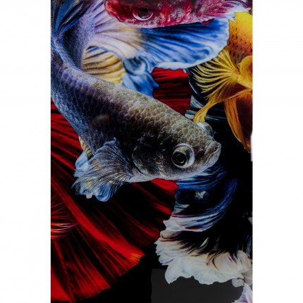 Tableau en verre Colorful Swarm Fish 120x120cm Kare Design