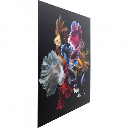 Tableau en verre Colorful Swarm Fish 120x120cm Kare Design