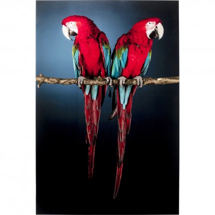 Tableau en verre Perroquets Duo 80x120cm Kare Design
