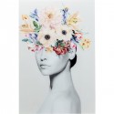 Tableau en verre femme fleurs printemps 80x120cm Kare Design