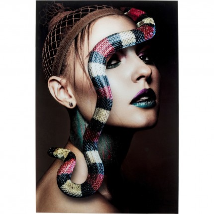 Tableau en verre femme serpent rouge 80x120cm Kare Design