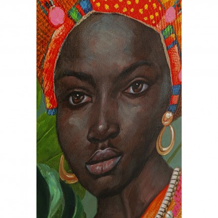 Tableau femme africaine orange collier 70x100cm Kare Design
