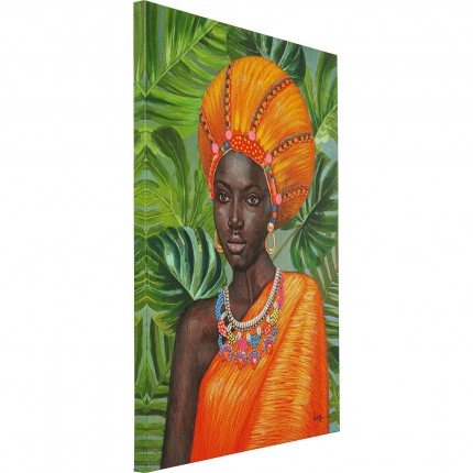Tableau femme africaine orange collier 70x100cm Kare Design