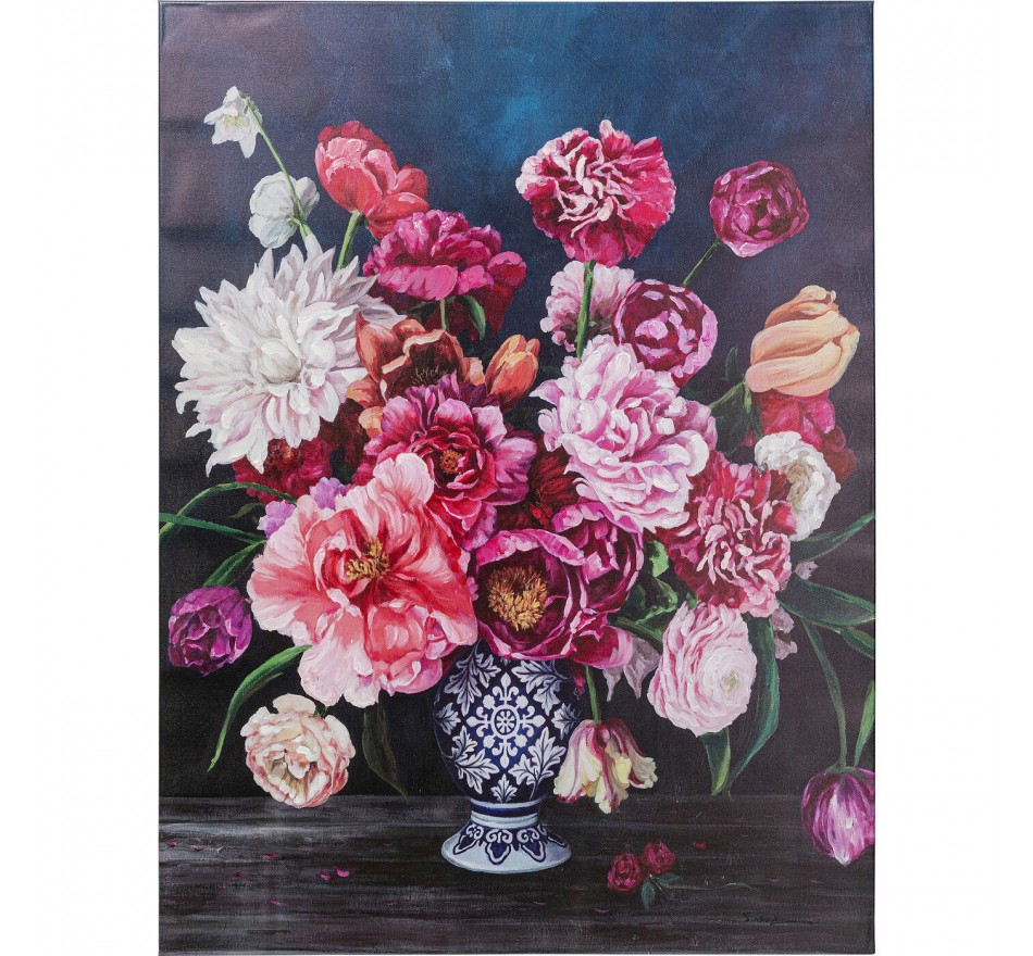 Tableau bouquet fleurs vase 90x120cm Kare Design