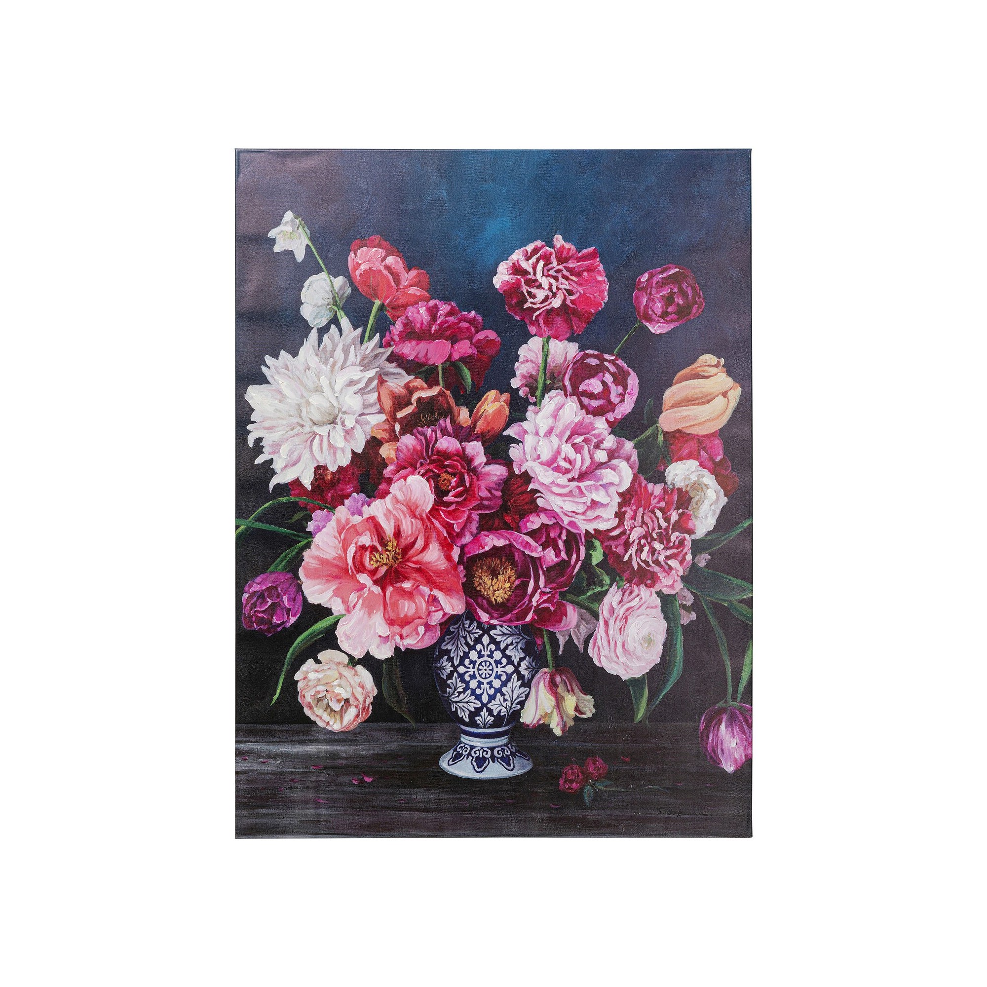 Tableau bouquet fleurs vase 90x120cm Kare Design