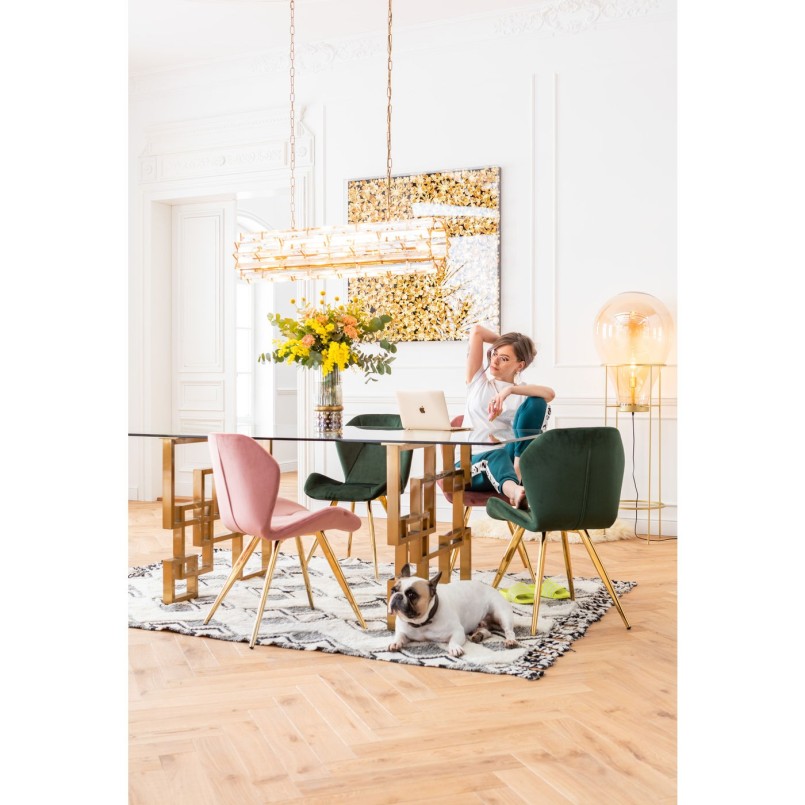 Chaise Viva velours vert et or Kare Design