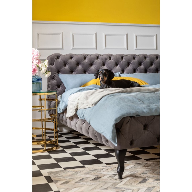 Bed Desire Velvet Silver Grey 160x200 cm Kare Design