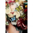 Tableau en verre femme fleurs papillons 150x100cm Kare Design