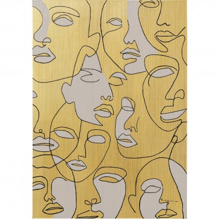 Tableau visages gris et dorés 70x100cm Kare Design