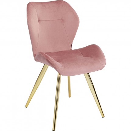 Chaise Viva velours rose et or Kare Design