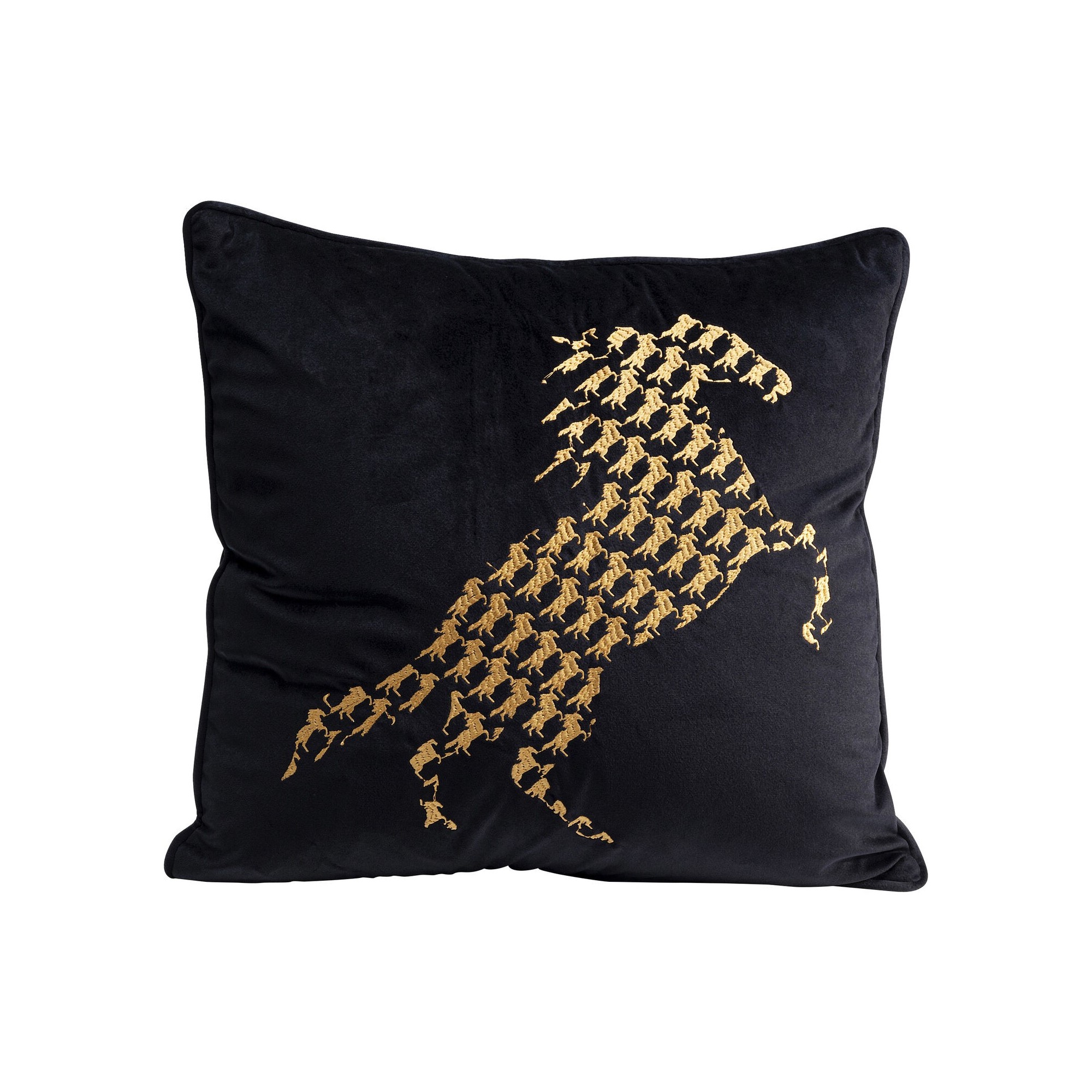 Coussin noir motifs chevaux 45x45cm Kare Design