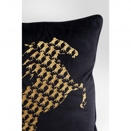 Coussin noir motifs chevaux 45x45cm Kare Design