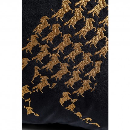 Coussin noir motifs chevaux Kare Design