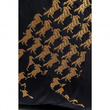Coussin noir motifs chevaux 45x45cm Kare Design