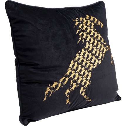 Coussin noir motifs chevaux 45x45cm Kare Design