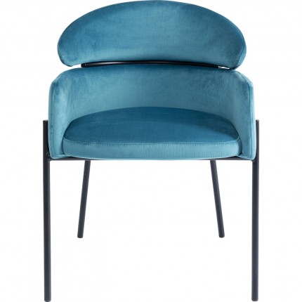 Chaise avec accoudoirs Alexia velours bleu Kare Design